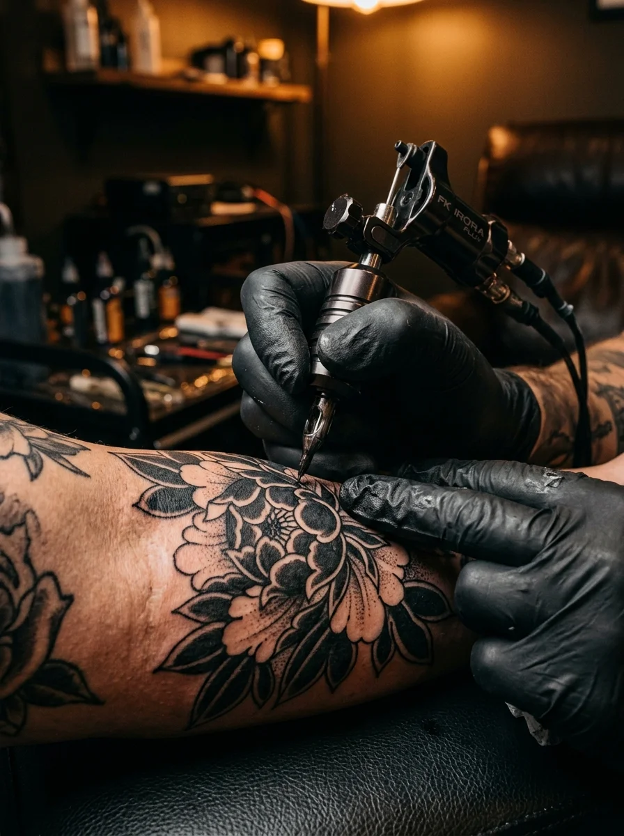Tattoo machine at work